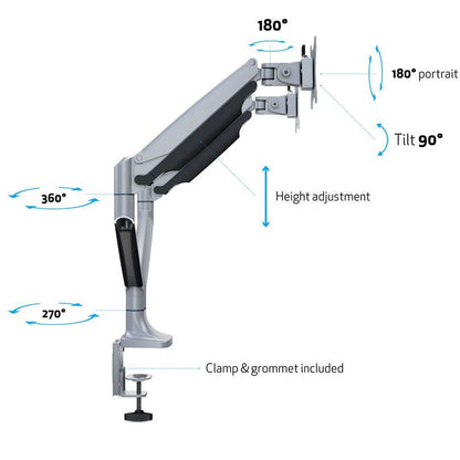 Light Gray Multibrackets M Deskmount Gas Spring Dual Silver