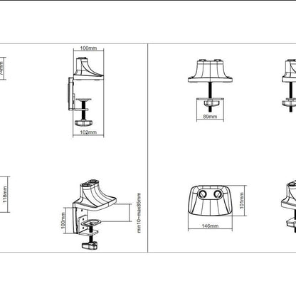 Dark Slate Gray Multibrackets M Deskmount Gas Spring Dual Black