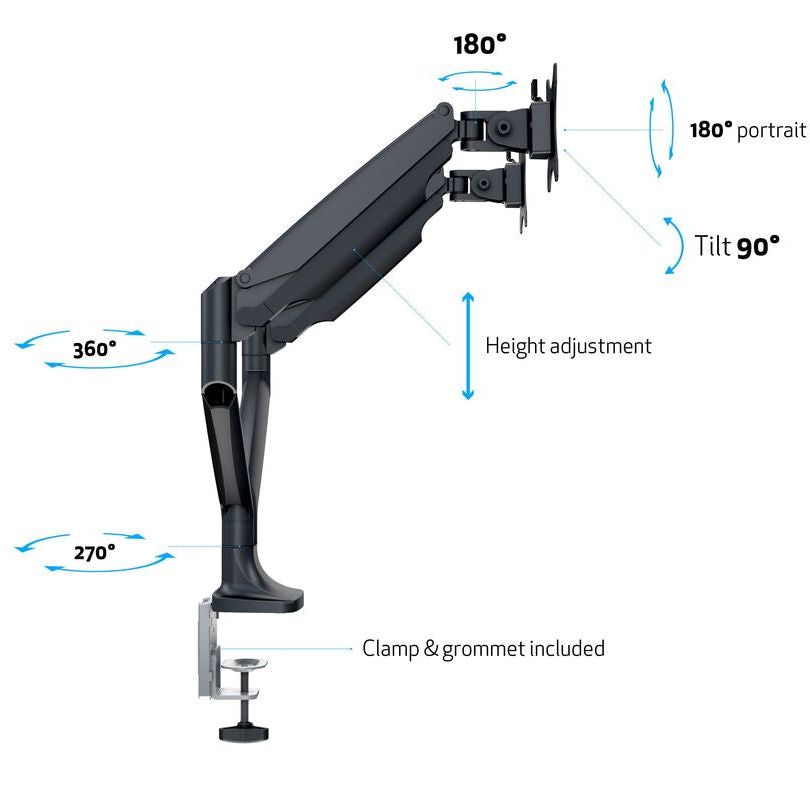 White Smoke Multibrackets M Deskmount Gas Spring Dual Black