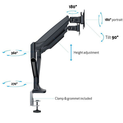 White Smoke Multibrackets M Deskmount Gas Spring Dual Black