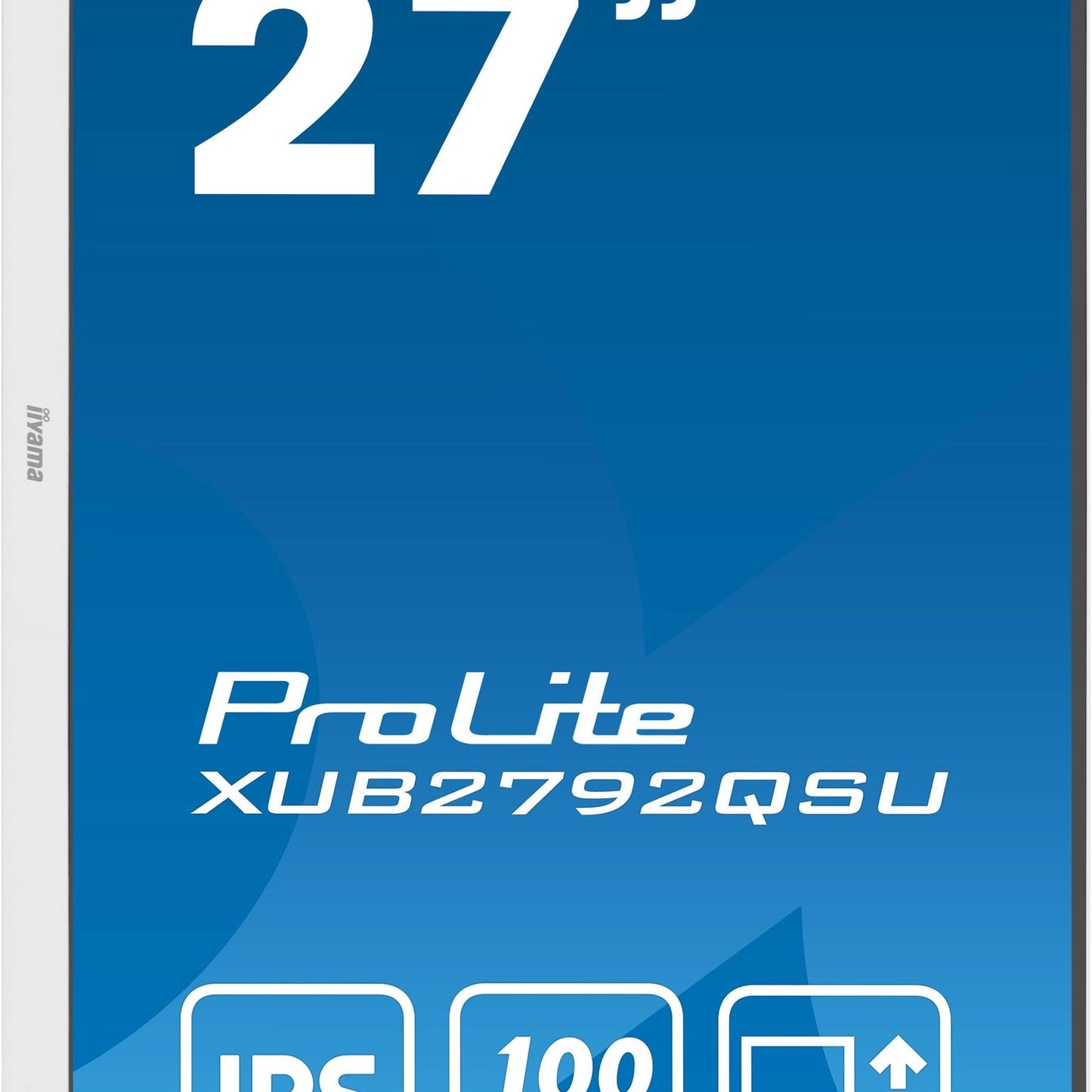 Dark Cyan iiyama ProLite XUB2792QSU-W6 27” WQHD IPS technology panel with USB hub and 100Hz refresh rate and 150mm height adjustable stand
