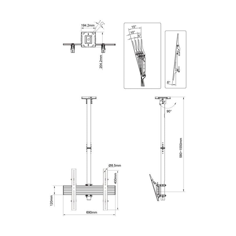 Light Gray Multibrackets M Ceiling Mount Pro MBC1U