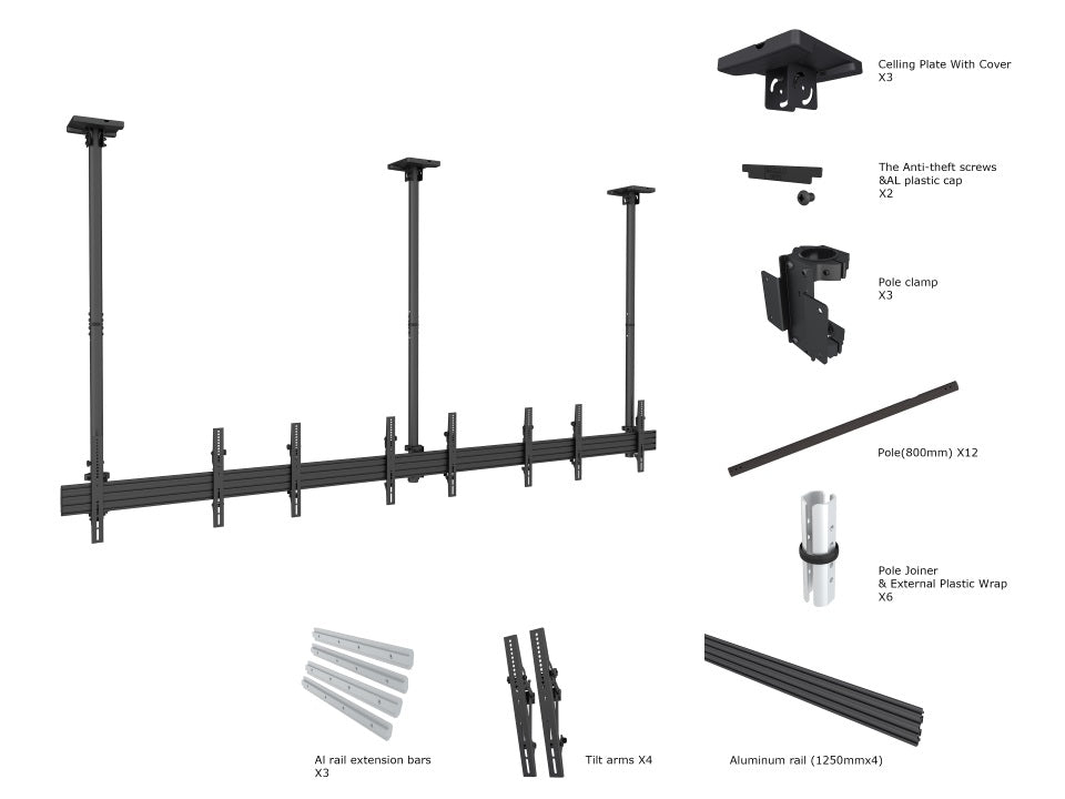 Dark Slate Gray Multibrackets M Ceiling Mount Pro MBC4X1U