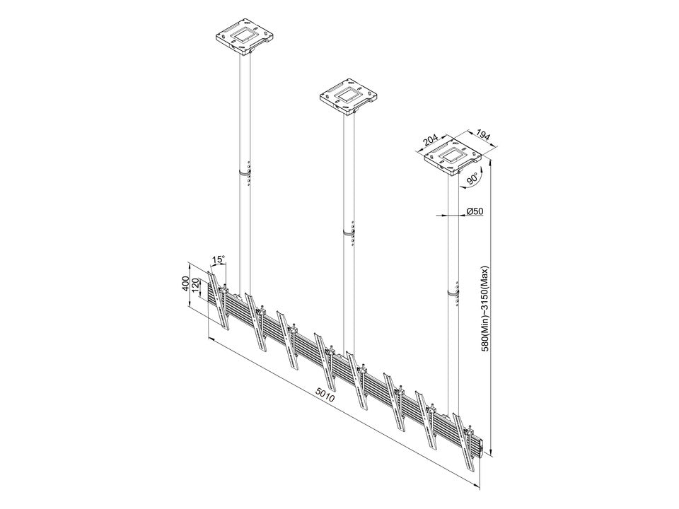 Light Gray Multibrackets M Ceiling Mount Pro MBC4X1U