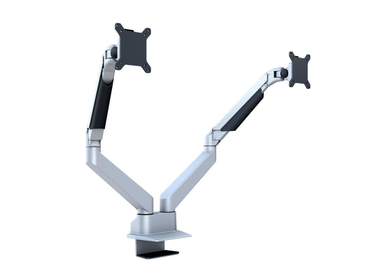 Light Steel Blue Multibrackets M VESA Gas Lift Arm Dual Side by Side Silver
