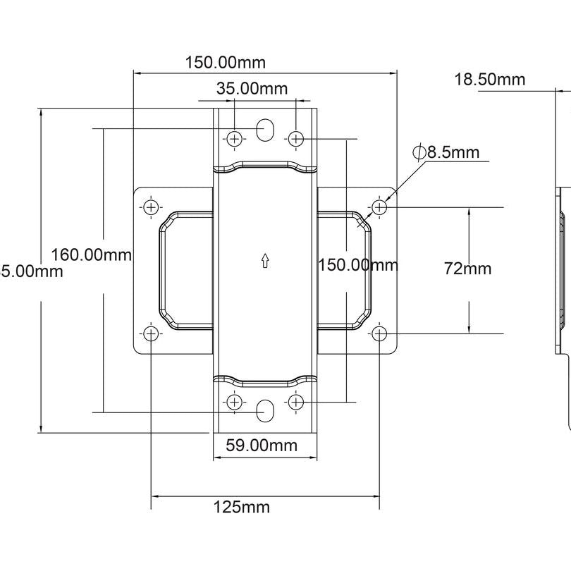 Dark Slate Gray Multibrackets M Pro Series - Wallmount Plate Small