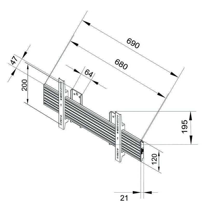 Lavender Multibrackets M Wallmount Pro MBSTH1U 600x200 Fixed Black
