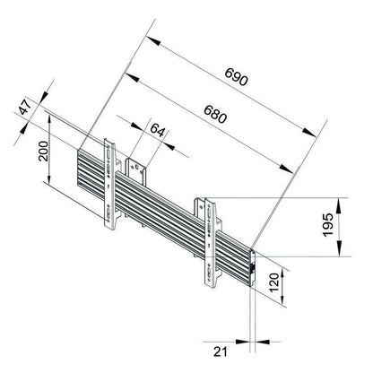 Lavender Multibrackets M Wallmount Pro MBSTH1U 600x200 Fixed Black
