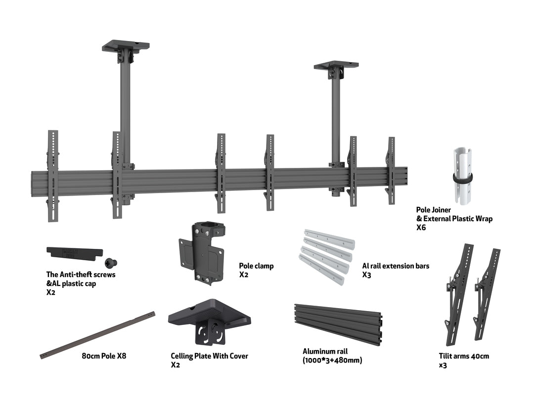 Dim Gray Multibrackets M Menu Board Mount Pro MBC3X1U