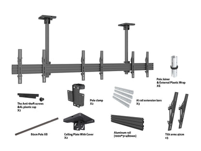Dim Gray Multibrackets M Menu Board Mount Pro MBC3X1U