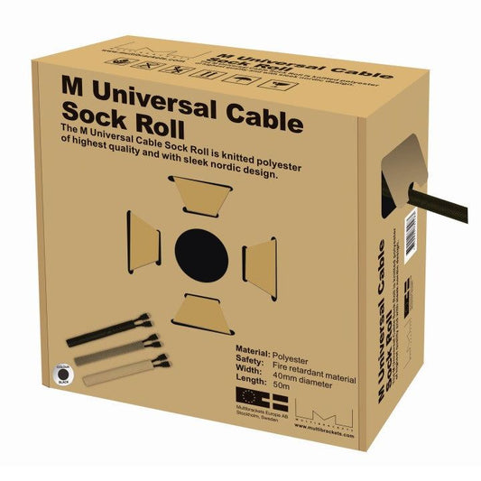 Dark Khaki Multibrackets M Universal Cable Sock Roll Black 40mm-W 50m-L