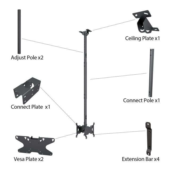 Dark Slate Gray Multibrackets M Public Ceilingmount Small Back to Back Black 1500