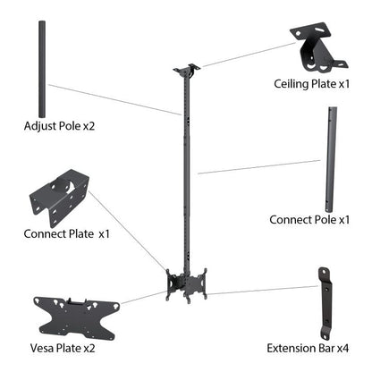 Dark Slate Gray Multibrackets M Public Ceilingmount Small Back to Back Black 1500