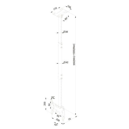 White Smoke Multibrackets M Public Ceilingmount Small Single White 1500