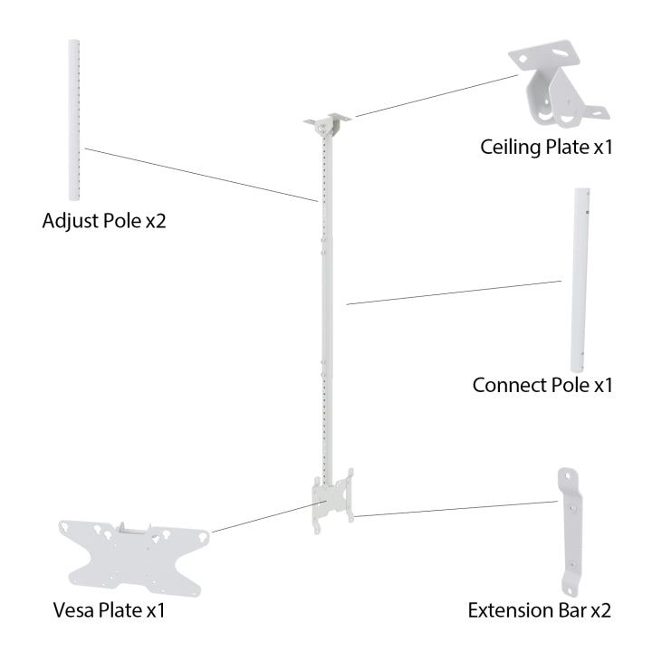 Light Gray Multibrackets M Public Ceilingmount Small Single White 1500