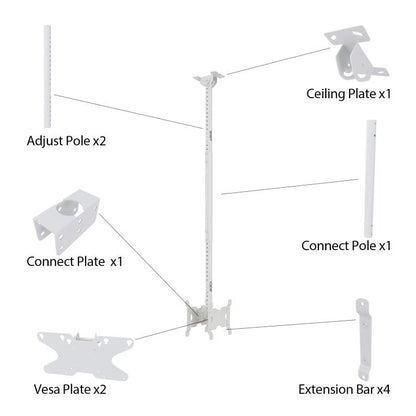 Light Gray Multibrackets M Public Ceilingmount Small Back to Back White 1500