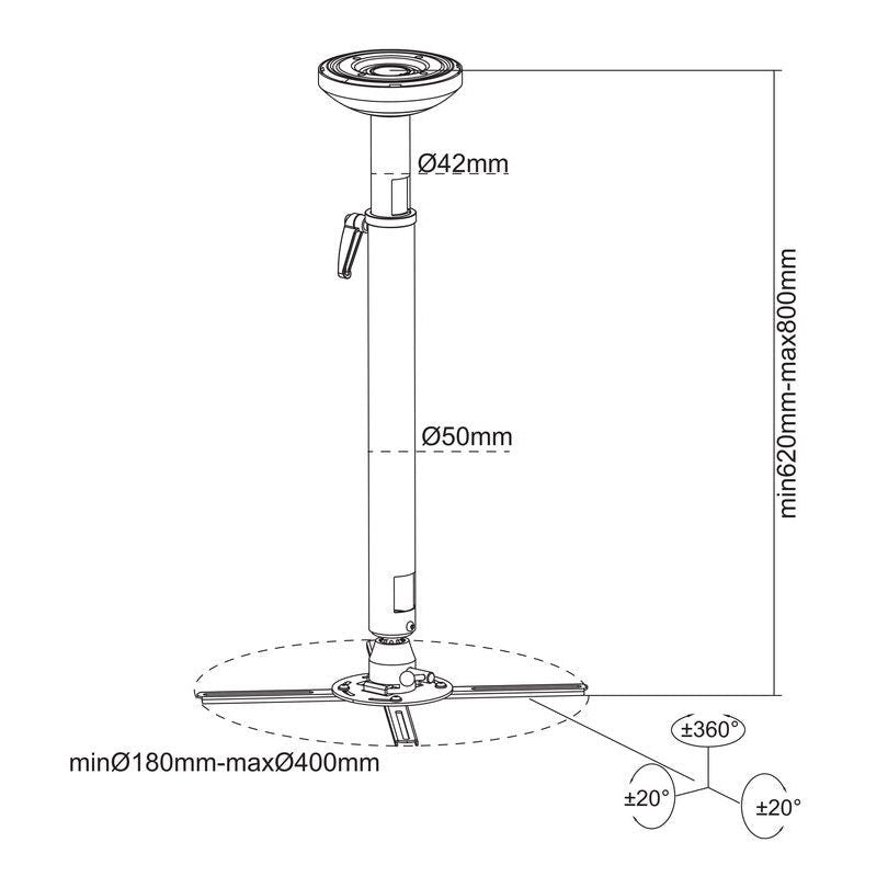 Light Gray Multibrackets M Projector Mount HD 620-800mm