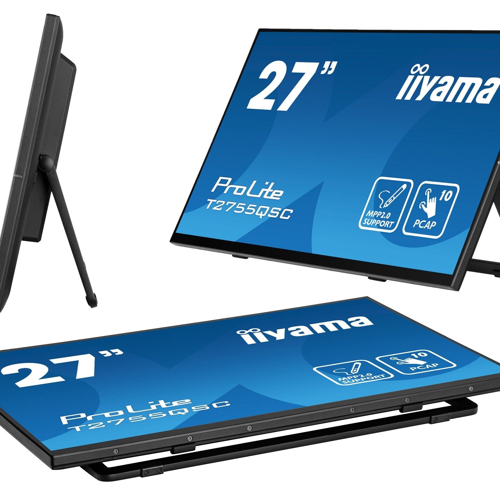Dark Cyan iiyama ProLite T2755QSC-B1 computer monitor 68.6 cm (27") 2560 x 1440 pixels Full HD LCD Touchscreen Black