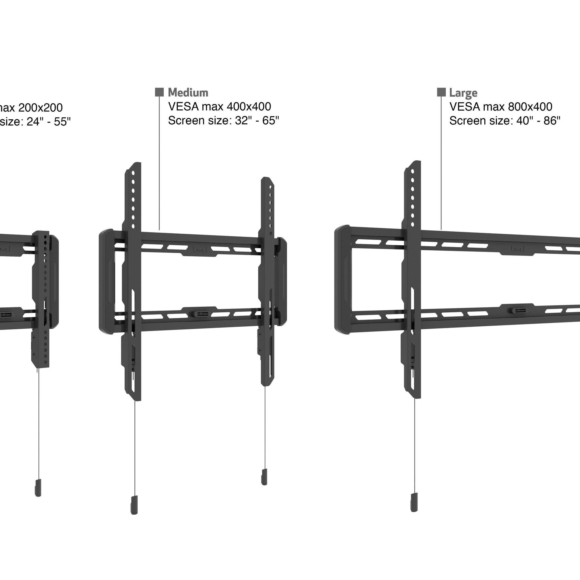 Dark Slate Gray Multibrackets M Universal Wallmount Fixed Small for LCD / LED Screens 24" - 55" VESA 200x200  Black