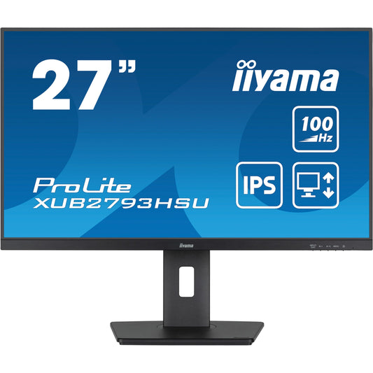Dark Cyan iiyama ProLite XUB2793HSU-B6 27” IPS technology panel with height adjustable stand and 100Hz refresh rate