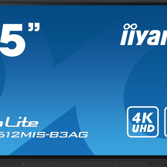 Dark Cyan iiyama TE6512MIS-B3AG Signage Display Kiosk design 165.1 cm (65") LCD Wi-Fi 400 cd/m² 4K Ultra HD Black Touchscreen Built-in processor Android 11 24/7