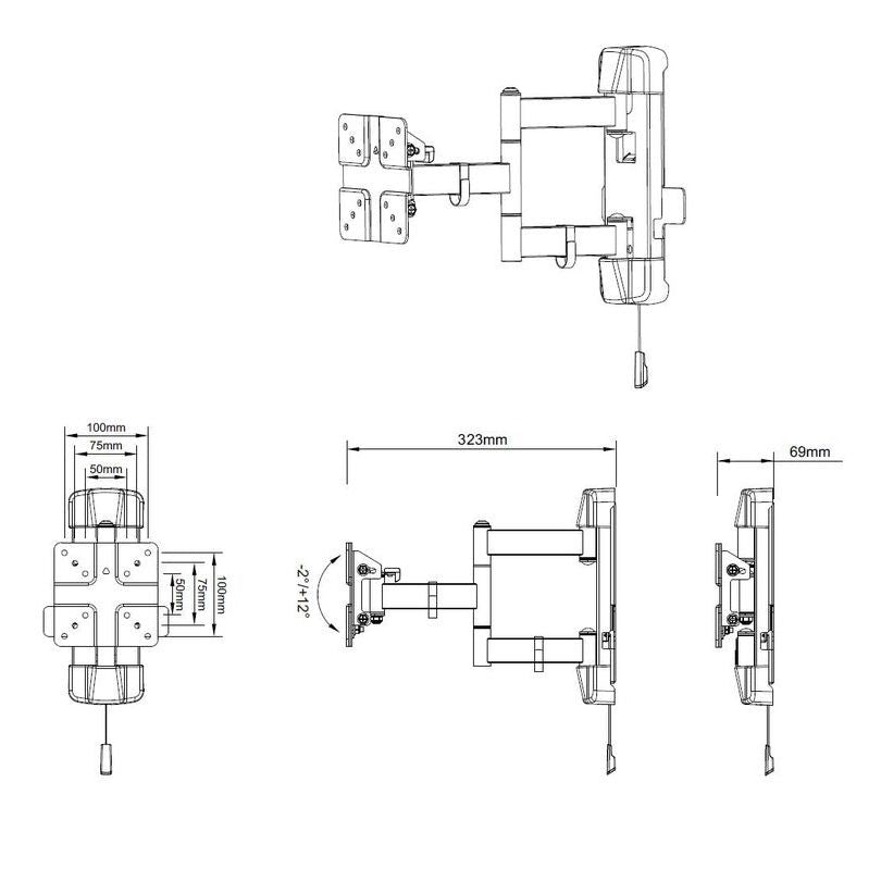 Light Gray Multibrackets M VESA Full Motion Outdoor 50/75/100