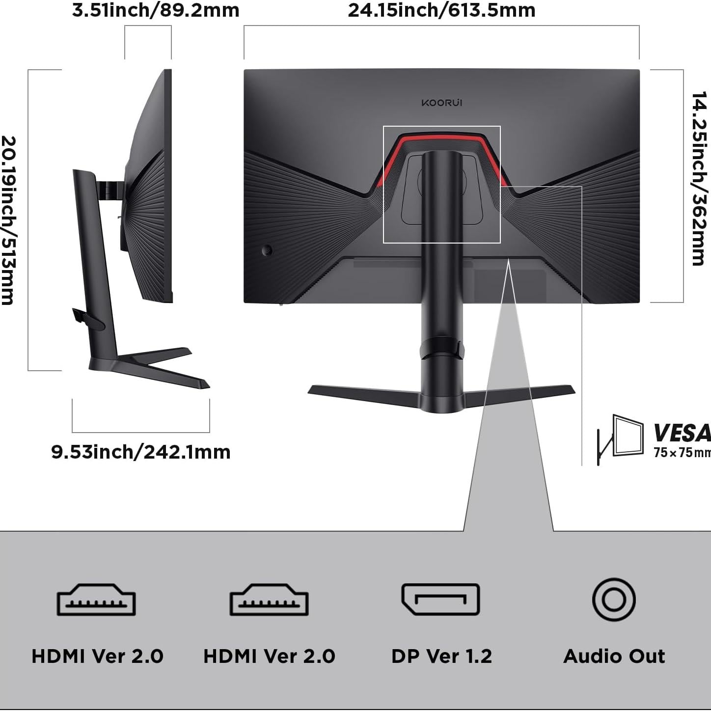 Dark Slate Gray Koorui 27E3Q 27" QHD 170Hz IPS 1ms HDR Gaming Monitor
