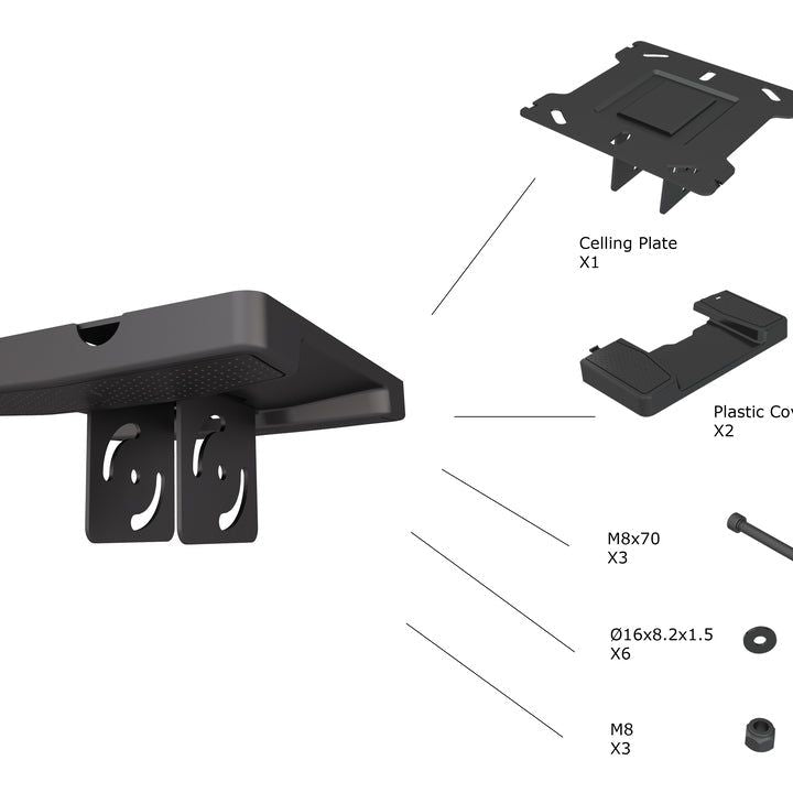 Dark Slate Gray Multibrackets M Pro Series - Ceiling Plate with Plastic Cover Black
