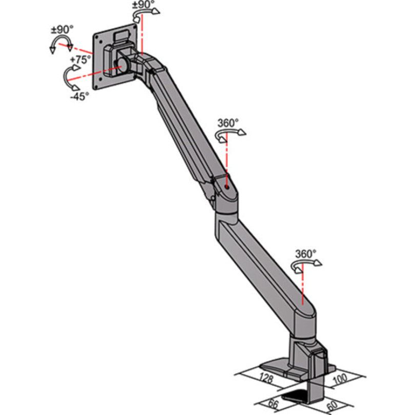 Light Slate Gray Multibrackets M VESA Gas Lift Arm Single Black w. Duo Crossbar