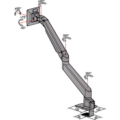 Light Slate Gray Multibrackets M VESA Gas Lift Arm Single Black w. Duo Crossbar