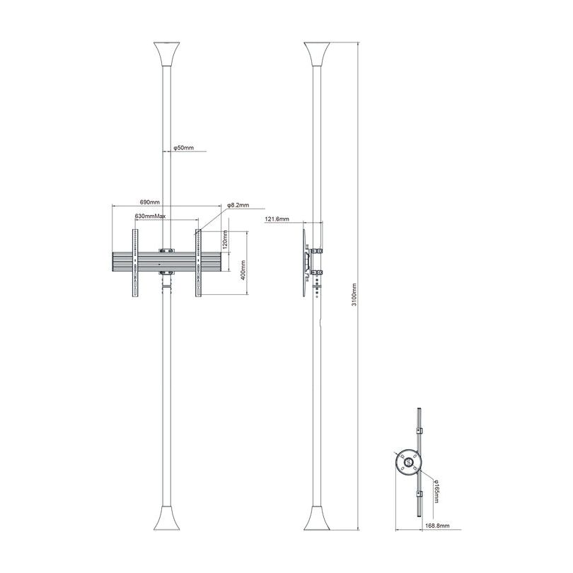 Gray Multibrackets M Floor to Ceiling Mount Pro MBFC1U White