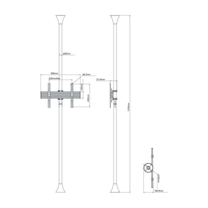 Gray Multibrackets M Floor to Ceiling Mount Pro MBFC1U White