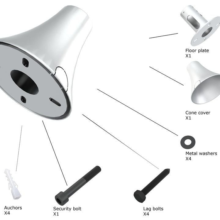 Light Gray Multibrackets M Pro Series - Floor To Ceiling Wall Plate Chrome