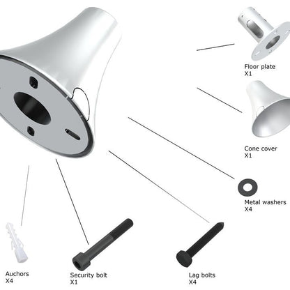 Light Gray Multibrackets M Pro Series - Floor To Ceiling Wall Plate Chrome