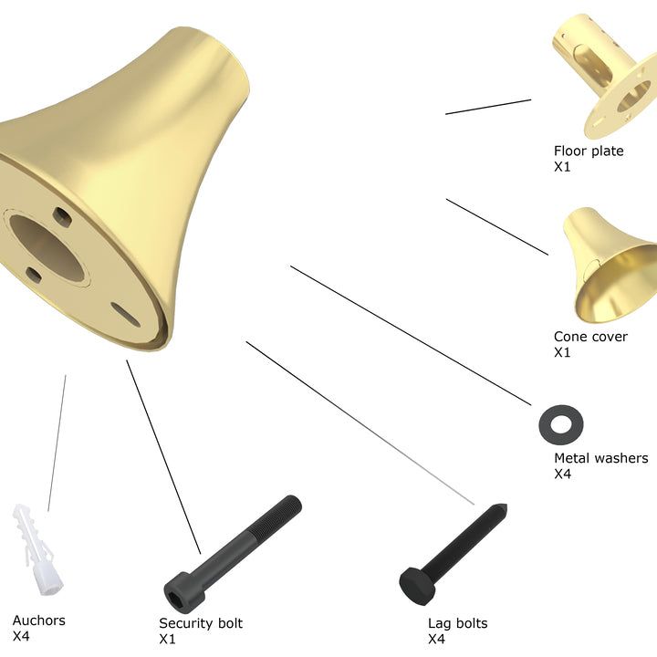 Tan Multibrackets M Pro Series - Floor To Ceiling Wall Plate Brass