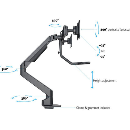 Dim Gray Multibrackets M VESA Gas Lift Arm w. Duo Crossbar 2 Black