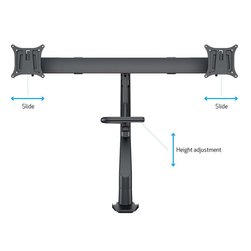 Dim Gray Multibrackets M VESA Gas Lift Arm w. Duo Crossbar 2 Black