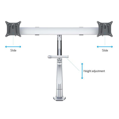 Light Gray Multibrackets M VESA Gas Lift Arm w. Duo Crossbar 2 Silver