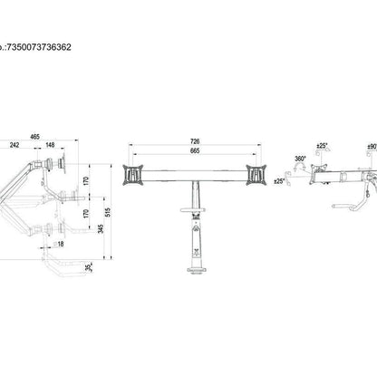 Lavender Multibrackets M VESA Gas Lift Arm w. Duo Crossbar 2 Silver