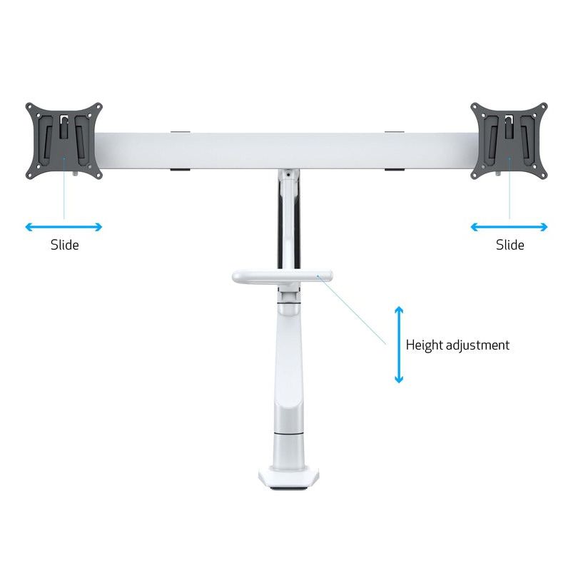 Dim Gray Multibrackets M VESA Gas Lift Arm w. Duo Crossbar 2 White