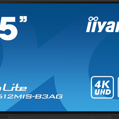 Steel Blue iiyama TE7512MIS-B3AG Signage Display Kiosk design 190.5 cm (75") LCD Wi-Fi 400 cd/m² 4K Ultra HD Black Touchscreen Built-in processor Android 11 24/7