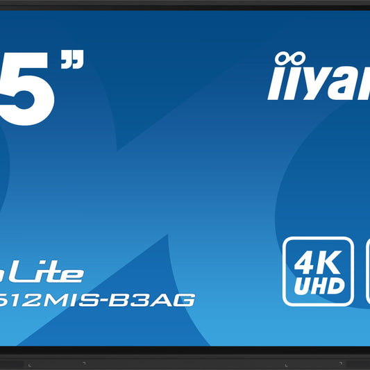 Steel Blue iiyama TE7512MIS-B3AG Signage Display Kiosk design 190.5 cm (75") LCD Wi-Fi 400 cd/m² 4K Ultra HD Black Touchscreen Built-in processor Android 11 24/7