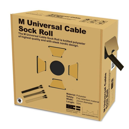Dark Khaki Multibrackets M Universal Cable Sock Roll Black 20mm-W 50m-L