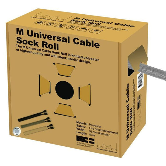 Dark Khaki Multibrackets M Universal Cable Sock Roll Silver 55mm-W 50m-L