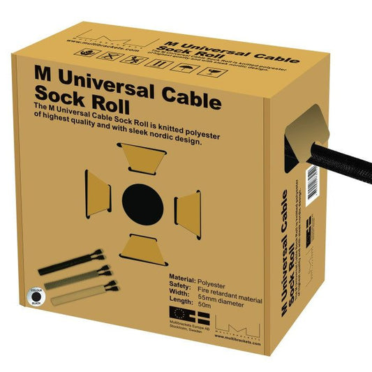 Dark Khaki Multibrackets M Universal Cable Sock Roll Black 55mm-W 50m-L