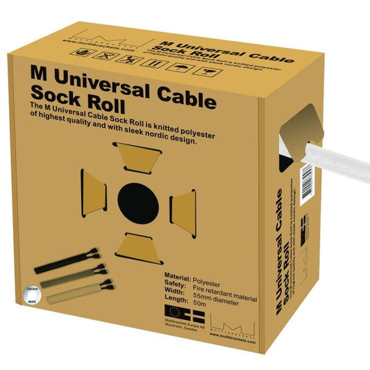 Dark Khaki Multibrackets M Universal Cable Sock Roll White 55mm-W 50m-L