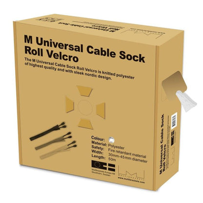 Dark Khaki Multibrackets M Cable Sock Roll Velcro White 50m-L