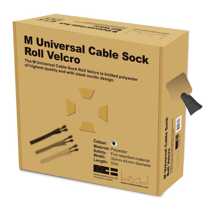 Dark Khaki Multibrackets M Cable Sock Roll Velcro Black 50m-L
