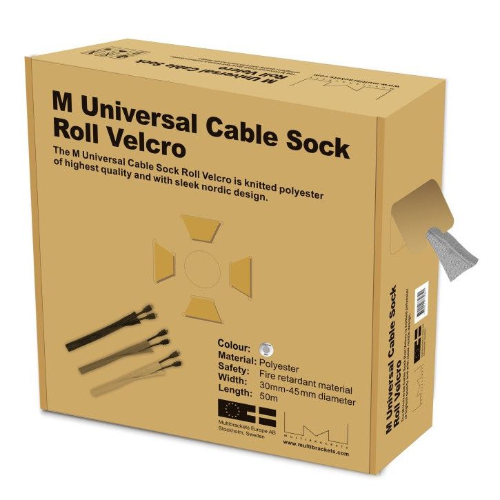 Dark Khaki Multibrackets M Cable Sock Roll Velcro Silver 50m-L