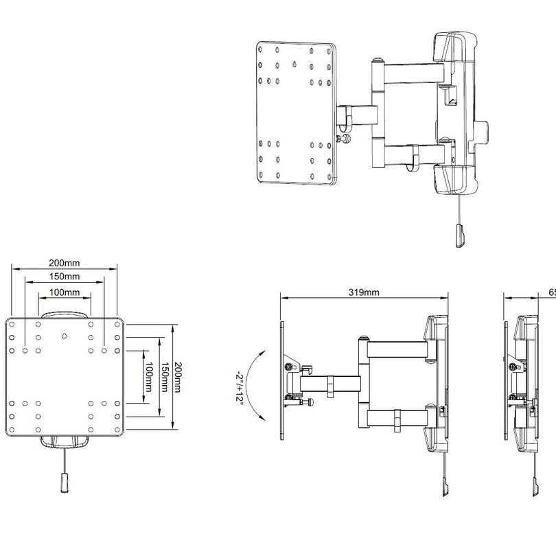 Light Gray Multibrackets M VESA Full Motion Outdoor 100/200